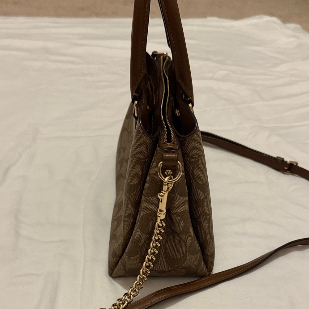 Authentic Coach Brown Signature Canvas Satchel with Gold Hardware - Picture 6 of 8